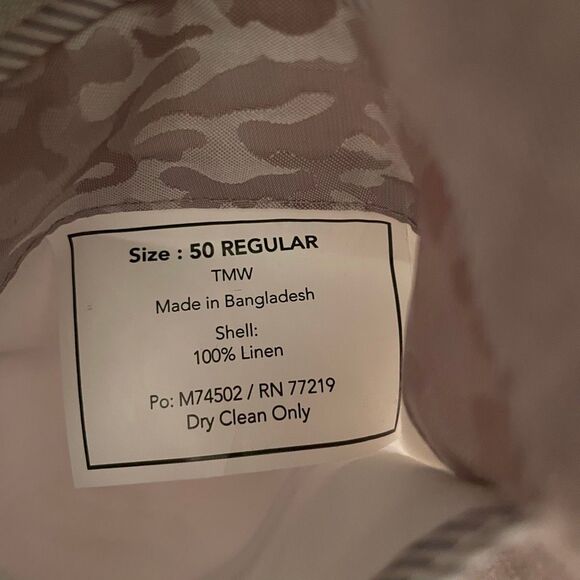 Joseph Abboud Mens 100% Linen Suit Blazer 50R Pant 44x30 Light Gray Slim Fit - Picture 6 of 16